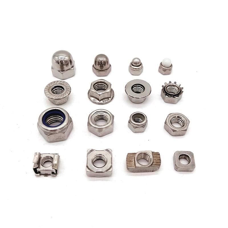 Different Types Nuts DIN934 A2 A4 SS304 SS316 Hex Head Flange Nut M6 M8 M10nuts