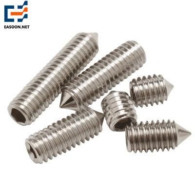 DIN915 Stainless Steel Hexagon Socket Set Screw with Dog Point Cone End Set Screws ISO4027/Uni5927