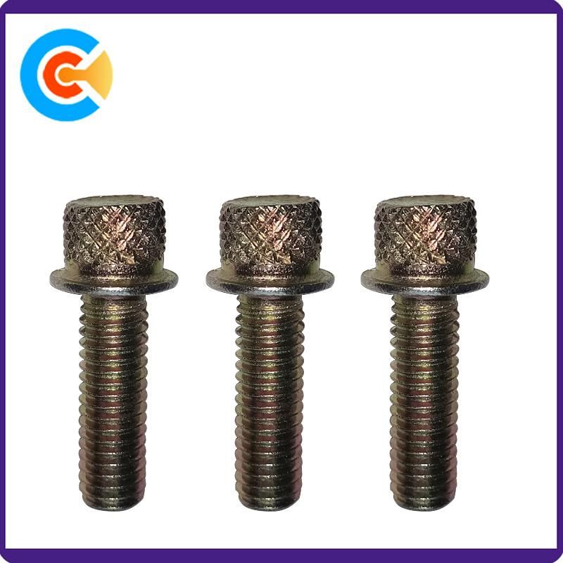 Carbon Steel M6X20 Knurled Screws Full Teeth Screw Galvanized Screw