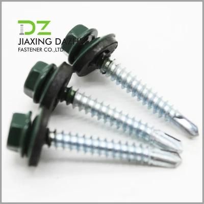 Hex Washer Heaf Self-Drilling Screw with Steel and Rubber Washer