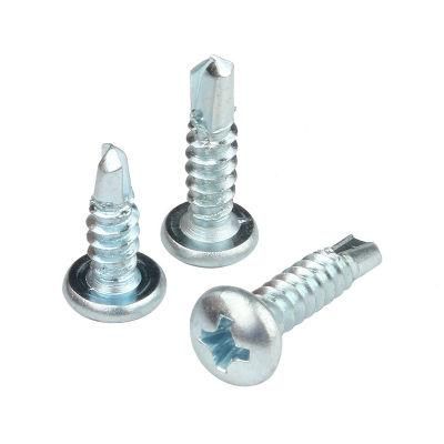 Blue and White Zinc Plated Round Head Self Drilling Screws DIN571