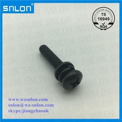Green Zinc Round Head Pan Head Screw Assembled Spring Washer &amp; Plain Washer Sems Screws