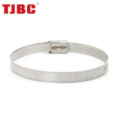 Galvanized Steel Worm Drive Adjustable Non-Perforation British Type Rubber Hose Clamp with Welded Housing, 130-150mm