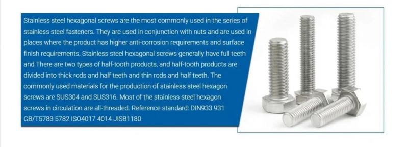 SUS304 American Standard Auto Parts Fasteners ANSI/ASME B 18.2.3.5m - 2006 Metric Hex Head Bolts (SAE J1199, ASTM F568) Made in China