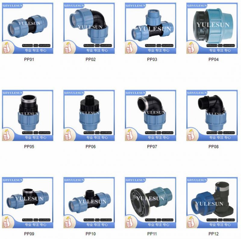 PP Compression Fittings Blue Cap Quick Joint Pipe Fitting Elbow