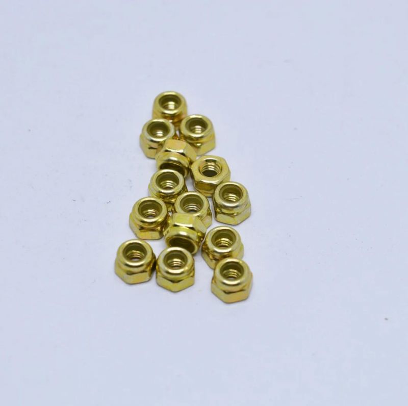 M8 Carbon Steel Yellow Zinc Plated Nylon Lock Nuts