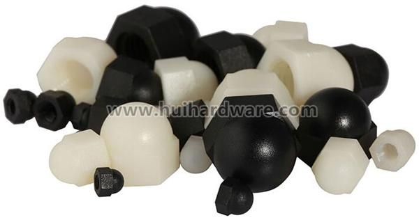 Black/White Domed Nylon Cap Nut Acorn Nut