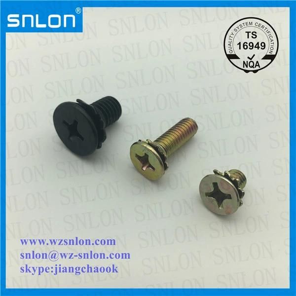 Black Flat Head Screws Assembled Serrated Washer Sems Screws