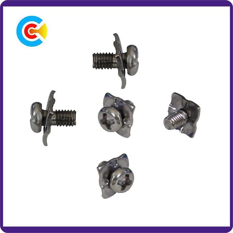 DIN/ANSI/BS/JIS Carbon-Steel/Stainless-Steel Cross Pad Combination Screws Fan Combination Screws
