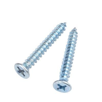 Blue-White Zinc Plated Countersunk Head Cross Recessed Self Tapping Screws, Chipboard/Timber/Wood Screw