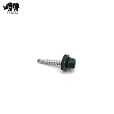 Factory Roofing Screw with #1 Tail Painted Colour Hex Washer Drilling Screw Taiwan Quality with EPDM Bonded Washer O. D. 16mm