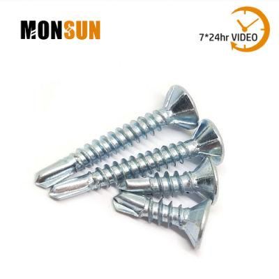 DIN7504p Carbon Steel Countersunk Head with Ribs Self-Drilling Window Screws
