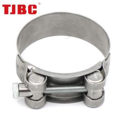 304ss Stainless Steel Adjustable High Pressure European Type Heavy Duty Single Bolt Super Power Unitary Hose Clamp for Automotive, 23-25mm