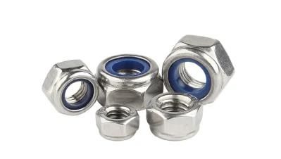 304 Stainless Steel Hexagon Self-Locking Anti Slip Locking Nut Nylon Locknut M2m3m5m6m8m10m20