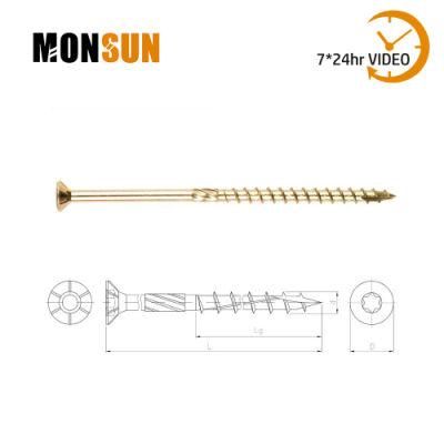 Tx Star Recess Yellow Zinc-Plated Steel Countersunk Flat Head Cutting Point Chipboard Screws/Partial Thread MDF-Plate Screw