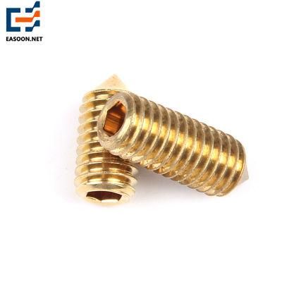 High Quality CNC Machined Custom Brass Hex Socket Set Screws Brass Hex Socket Flat/Cone Point Set Grub Screw
