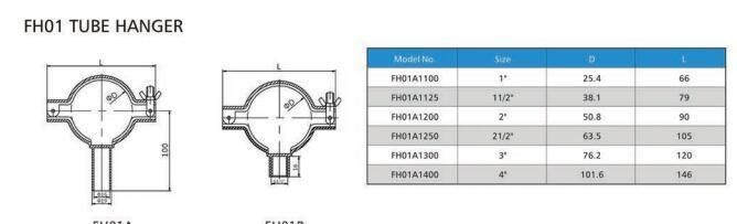 Fh01b Tube Hanger Pipe Weld/Clamp/Thread Fitting