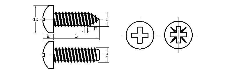 Hardware Fasteners Phillips Recess Pan Head Self Tapping Screws DIN7981
