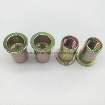 Flat Head Knurled Yellow Zinc Rivet Nut