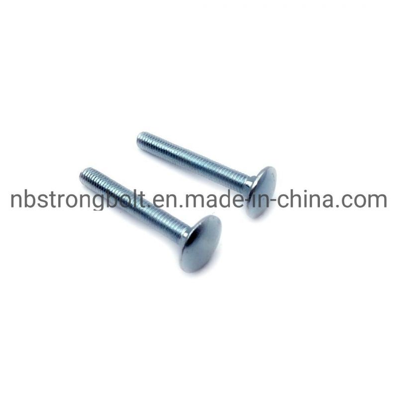 Round Head Square Neck Bolt DIN603 Gr. 4.8 with White Zinc Plated Cr3+