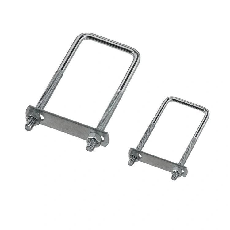 China Hot DIP Galvanized U Bolt Sizes Auto Part Trailer U-Bolt Nut Pipe Clamp High Strength 316 Stainless Steel Square U Bolt