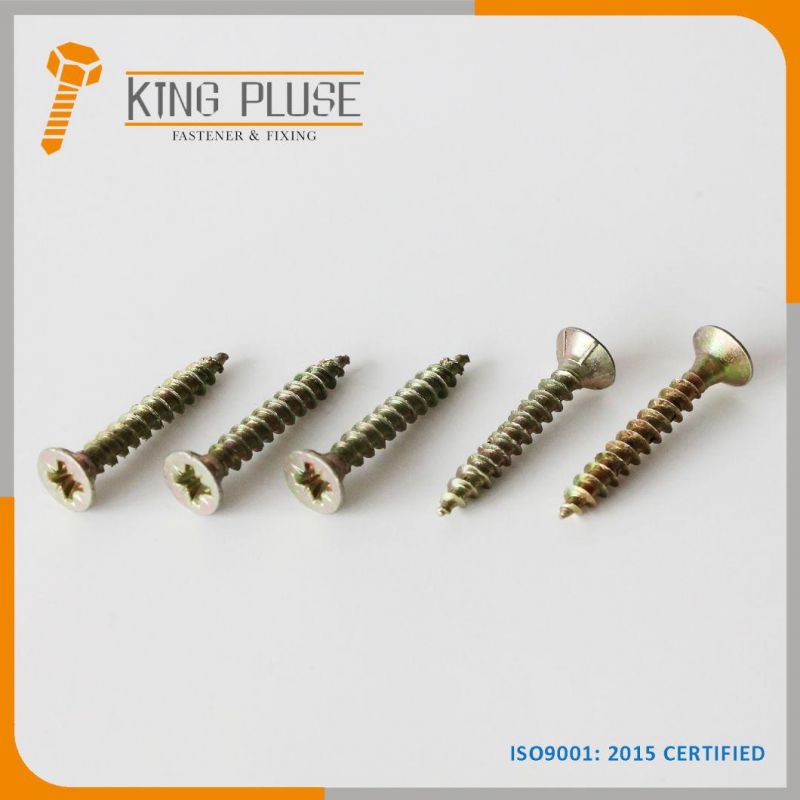 Phillips/Cross Recessed Chipboard Screw Yellow Zinc Plated