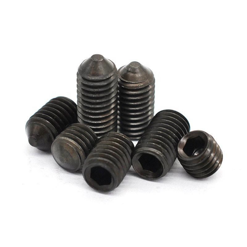DIN914 Hexagon Socket Set Screw with Cone Point, Black Oxide. 10.9 12.9