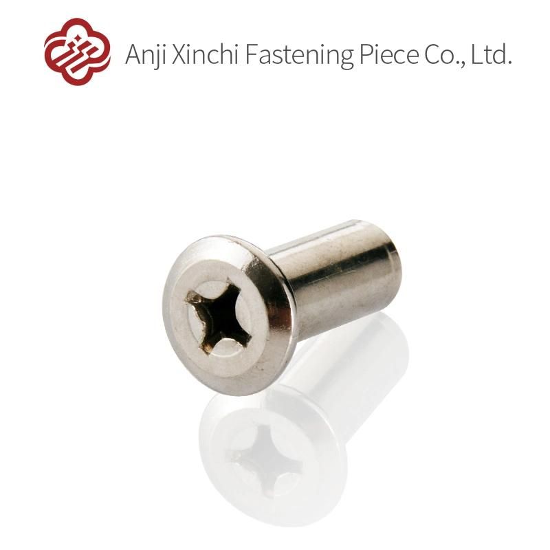 Cross Recessed Flat Head Chamfered Full Thread Nickel Plated Nuts Furniture Hardware Fasteners