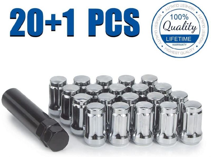 Chrome Acorn Spline 1.38" Tall 3/4" M12X1.5 Lug Nuts with 20+1