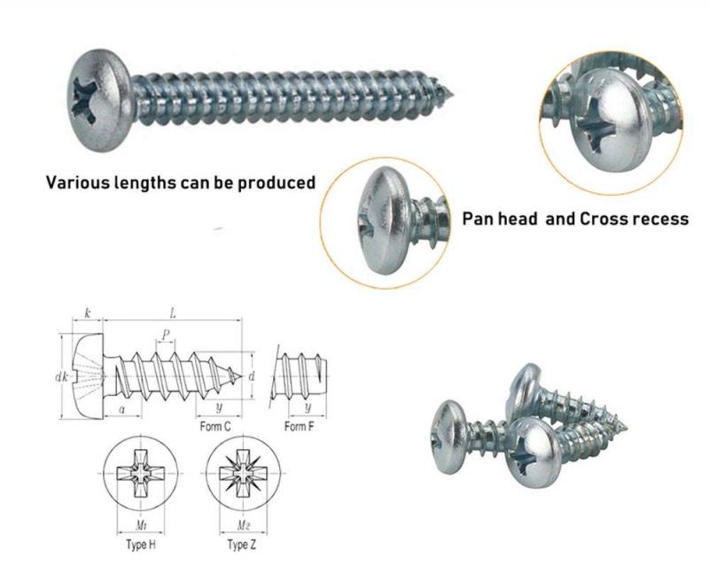 Pan Head Zinc Plated Hardened Steel Sheet Metal Screw