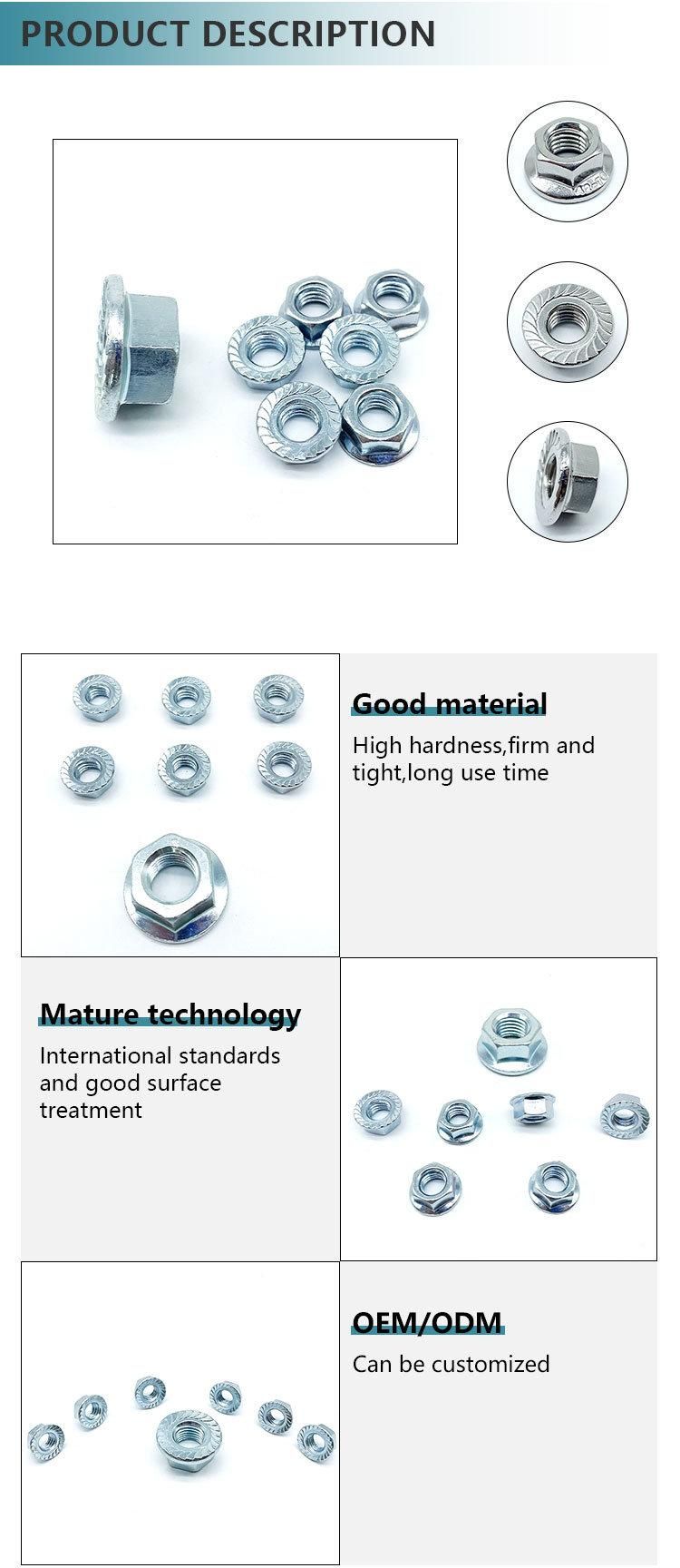 ASME/ANSI Hex Flange Nut Stainless Steel Serrated Flanged Hex Nut SS304 SS316 Zinc HDG
