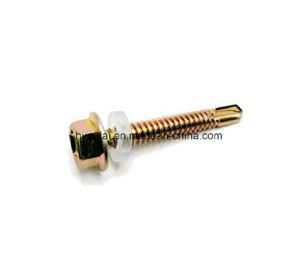 Hex Head Self Drilling Screw EPDM Washer Yellow Color Zinc Plated Machine DIN7504