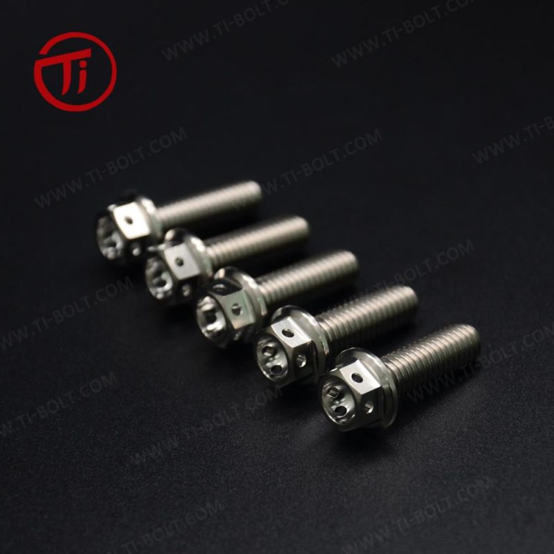 M6× 20mm 1.0p Thread Titaniun Hex Flange Bolt Drilled