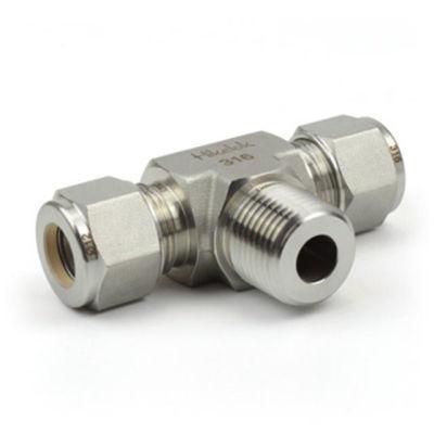 Swagelok Parker Type Hikelok Stainless Steel Brass Male Branch Tee Double Ferrule Twin Ferrule Compression Tube Fittings