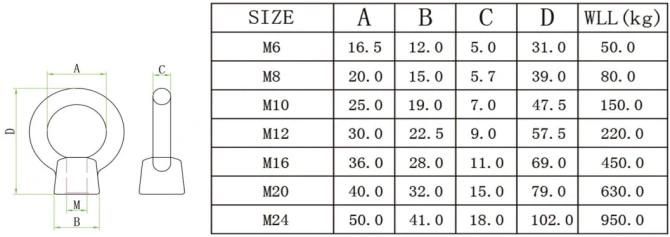 304 316 Stainless Steel JIS 1169 Eye Nut