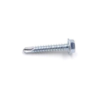 Blue-White Zinc Plated Indented Hex Washer Head Self Drilling Screws DIN571