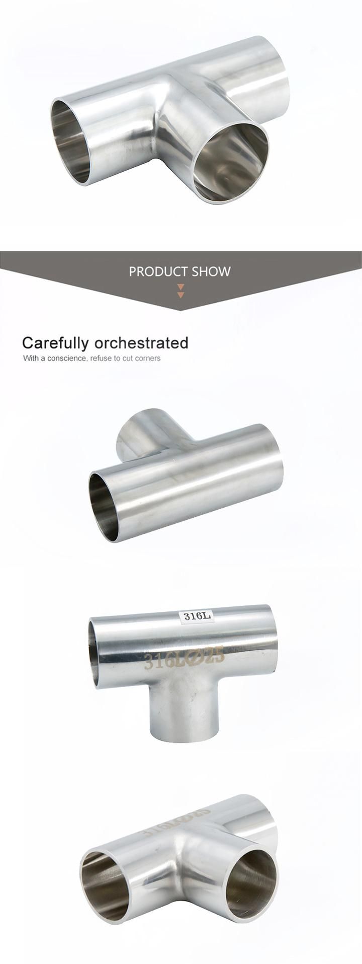 Stainless Steel SS304 Hygienic Equal Butt-Weld Tee