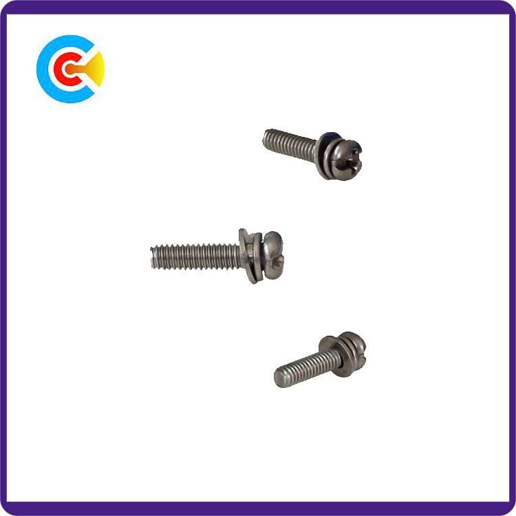 DIN/ANSI/BS/JIS Carbon-Steel/Stainless-Steel M6 Anti-Slip Terminal Pan Head Combination Screws
