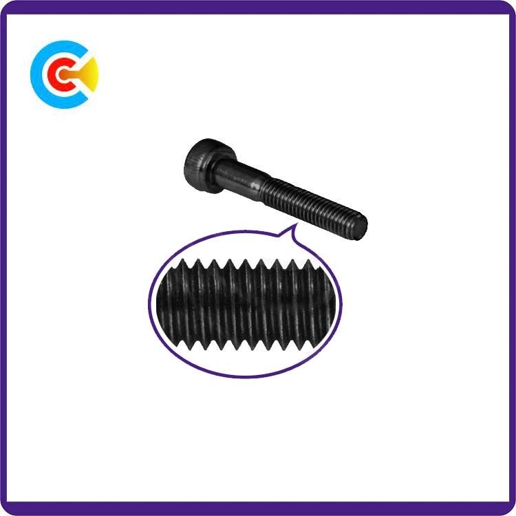 Black Zinc Carbon Steel M12 Hexagon Knurled Cheese/Cylindrical Head Screw