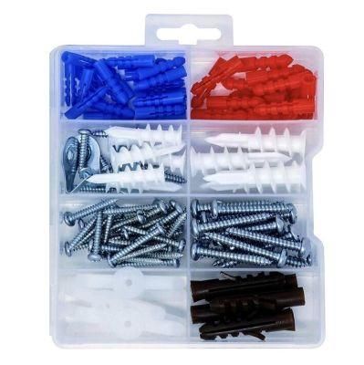 Plastic Self Drilling Drywall Ribbed Anchors with Phillips Flat Head Self Tapping Screws