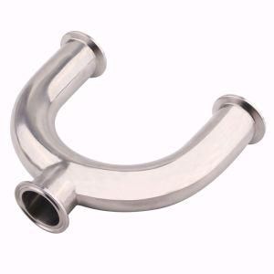 3 Way U Sanitary Ferrule Pipe Fittings Tri-Clamp Type Stainless Steel 304