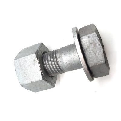 DIN960 Grade 4.8 5.8 M12 M16 Hot DIP Galvanized Electric Power Fitting Hex Bolt with Washer and Nut