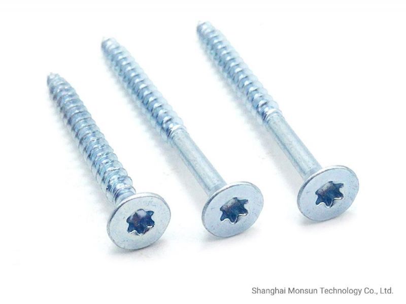 Csk Head Six-Lobes Recerss Zinc Coating Waxed Chipboard Screws