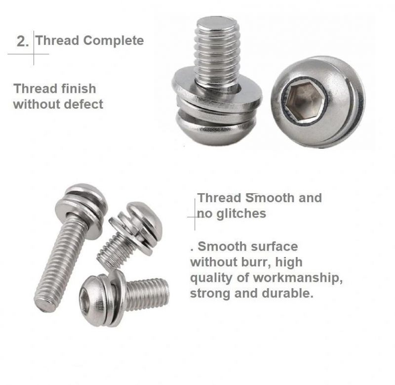 254smo Hexagon Socket Button Head Screw Plain Washer Combination Screw