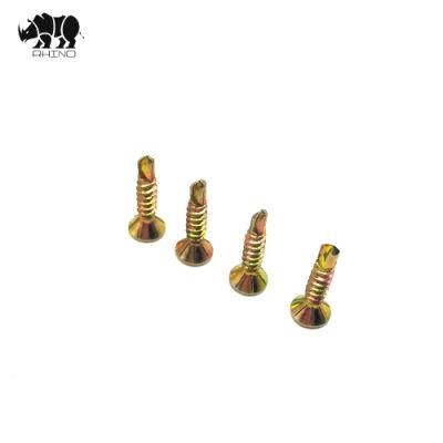 Flat Head Cross Drive 6 Nibs Phil Yellow Zinc Self Drilling Screw