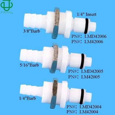 Acetal 1/4&quot; 5/16&quot; 3/8&quot; Hose Barb Valved Non-Valved Bulkhead Panel Mount Quick Disconnect Coupling Insert