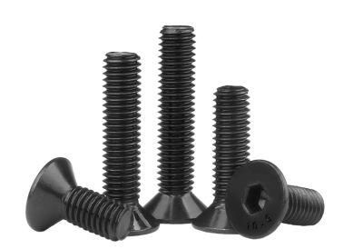 Grade 10.9 Flat Head Hexagon Socket Screw Flat Cup Black Hexagon Socket Bolt Countersunk Head Screw Iron Blackened M5m6