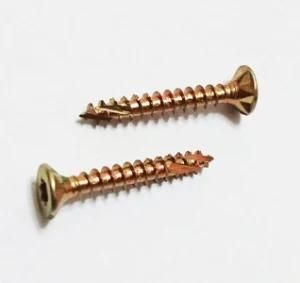 Golden Color Zinc Phil Driver Countersunk Head Furniture Chipboard Screw
