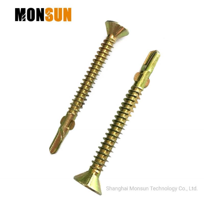 Flat Head Winged Drill Point Zinc Plated Sheet Metal Screw