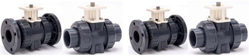 High Quality PVC Water Flange Valve UPVC Double Flanged Ball Valve Plastic True Union Ball Valve PVC Female Thread No Actuator Control Ball Valve 1/2"- 4"